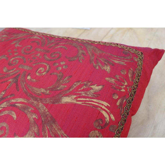 1990s Isabelle H. Fortuny Style Hand-Painted Cherry Pillow Cover For Sale - Image 5 of 8