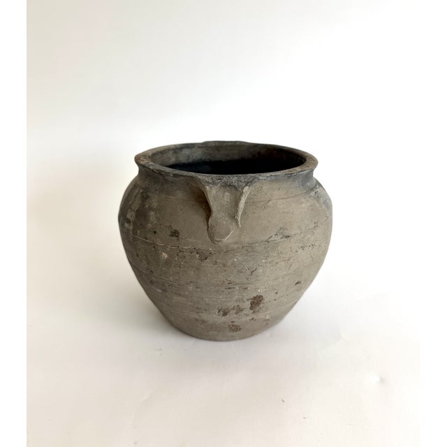 Mid 20th Century Rustic Black Gray Pottery Vase For Sale - Image 5 of 10