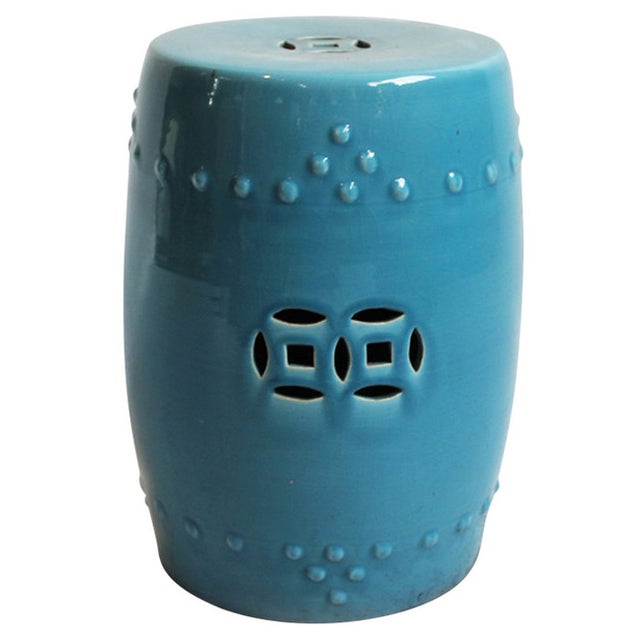 Painted Blue Ceramic Garden Stool Chairish