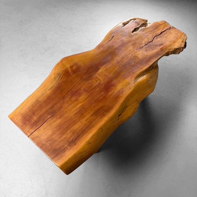 Contemporary Japanese Organic Live Edge Side Table in Zelkova Wood, 1960s For Sale - Image 3 of 12