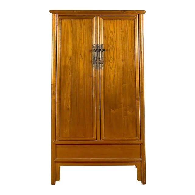 Chinese Qing Dynasty 19th Century Elmwood Noodle Cabinet with Hidden Drawers For Sale