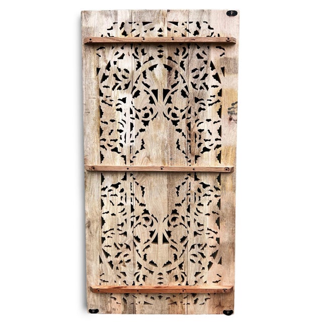 Wood Vintage Floral Carved Wood Panel Wall Decor For Sale - Image 7 of 8