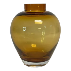 1980s Vintage Post Modern Contemporary Handblown Amber Glass Vase