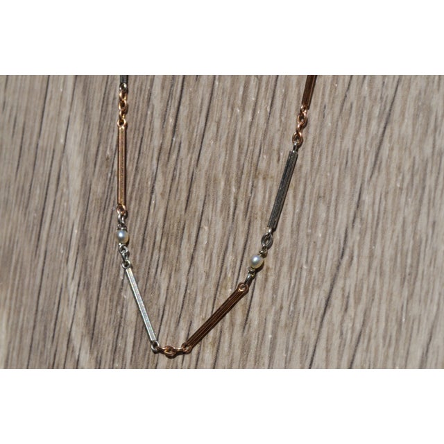 Contemporary The Glendale: Antique Rose Gold and White Gold Chain with Seed Pearls For Sale - Image 3 of 4