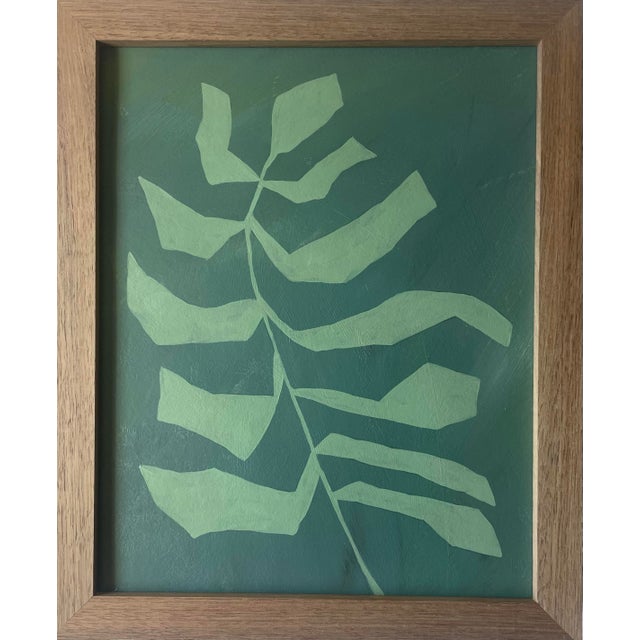 Wood 2026 Contemporary Set of Nine Abstract Fern Paintings on Paper Framed in Walnut Frames by Artist r.k. Red For Sale - Image 7 of 11