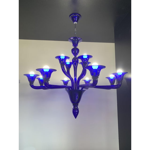 Venetian Blue Murano Glass Chandelier by Simoeng For Sale - Image 5 of 7