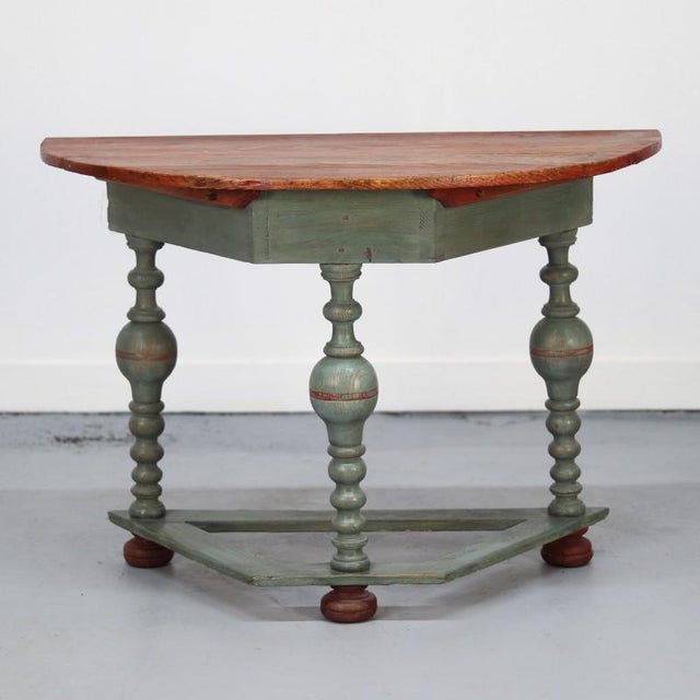 Antique Swedish Painted Folk Art Rustic Gustavian Side Table For Sale - Image 11 of 12