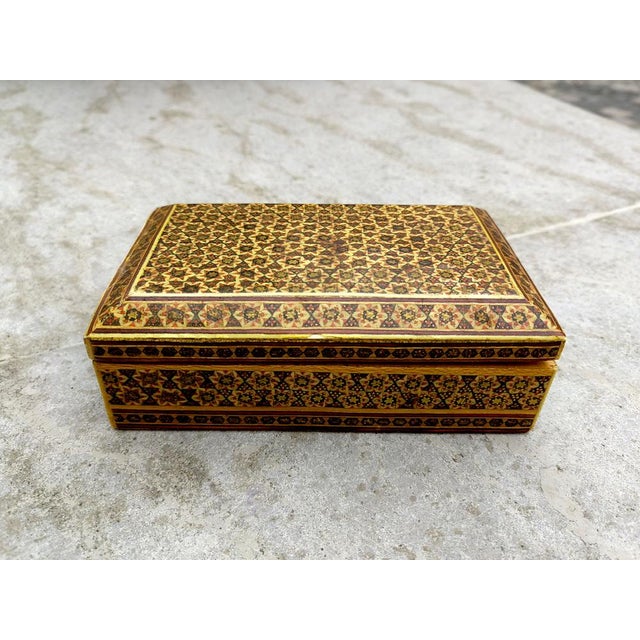 Middle Eastern Maple Box with Khatam Kari Decoration, 1920s For Sale - Image 9 of 14