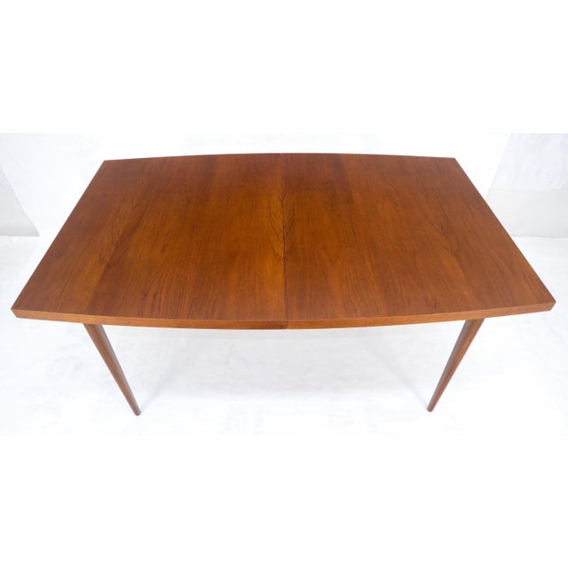 Danish Mid Century Modern Teak Boat Shape Dining Table w/ 3 12" Leaves MINT For Sale - Image 14 of 17