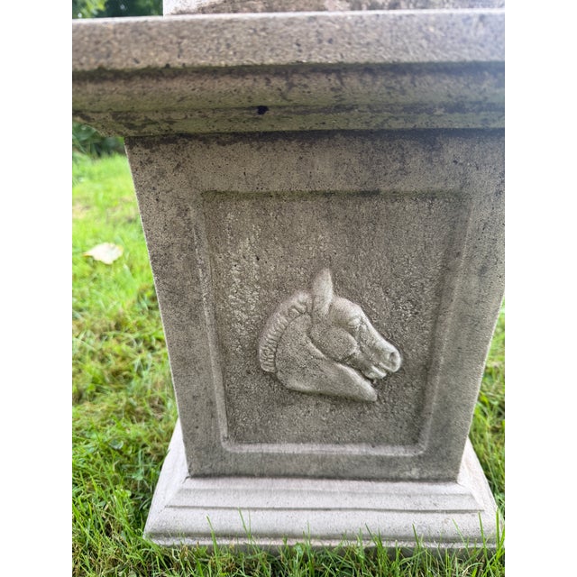 White Vintage Hollywood Regency Concrete Horse Head Bust Sculpture Monumental Pedestal For Sale - Image 8 of 14
