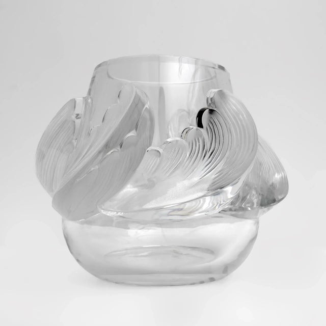 Art Deco Crystal Vagues Vase by Lalique, France, 1960s For Sale - Image 3 of 7
