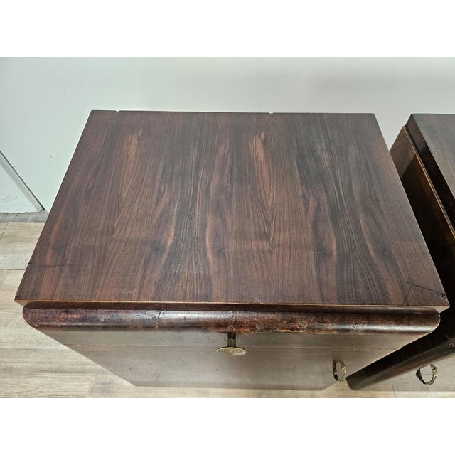 Art Deco Oak Burl Bedside Tables, 1950, Set of 2 For Sale - Image 6 of 18