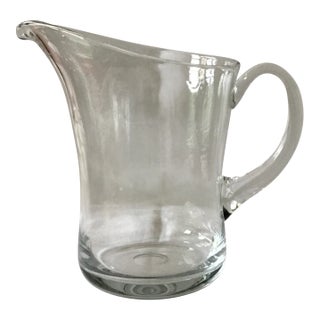 Contemporary Block Crystal Very Large Heavy Clear Glass Pitcher For Sale