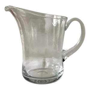 Contemporary Block Crystal Very Large Heavy Clear Glass Pitcher