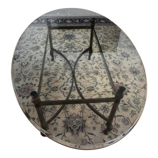 Mid 20th Century Attributed to LaBarge Hollywood Regency Brass & Glass Coffee Table For Sale