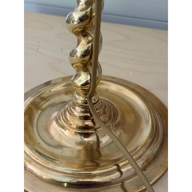 Pair of Large Vintage Solid Brass Candlestick Lamps For Sale - Image 14 of 14