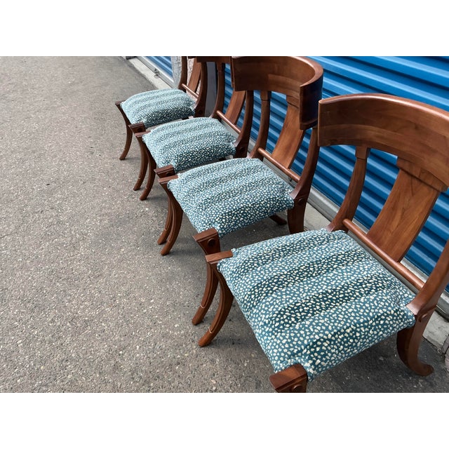 Klismos Style Dining Chairs With Upholstered Seats- Set of 4 For Sale - Image 4 of 9
