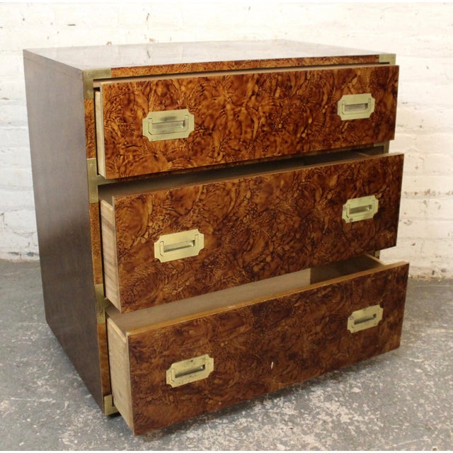 Mid 20th Century Mid 20th Century Set of Campaign Style Artisanal Three Drawer Dressers, Pair For Sale - Image 5 of 17