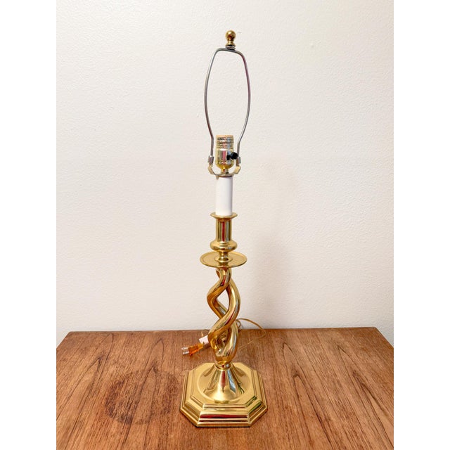 Vintage Brass Helix Barley Twist Table Lamp For Sale In Dallas - Image 6 of 6