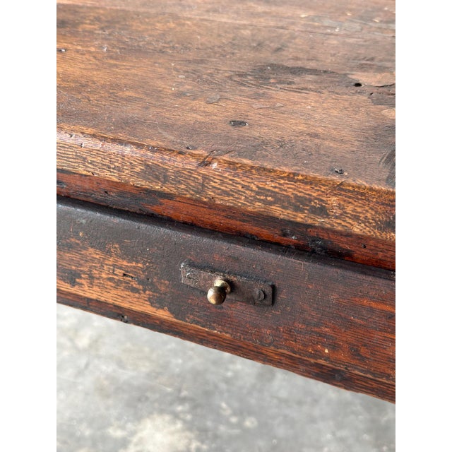 Antique Oak General Store Table With Salvaged Crate Drawer, Late 19th Century For Sale - Image 16 of 16