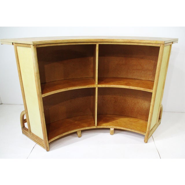 Tan Mid Century Tiki Bamboo Bar With 4 Stools For Sale - Image 8 of 13