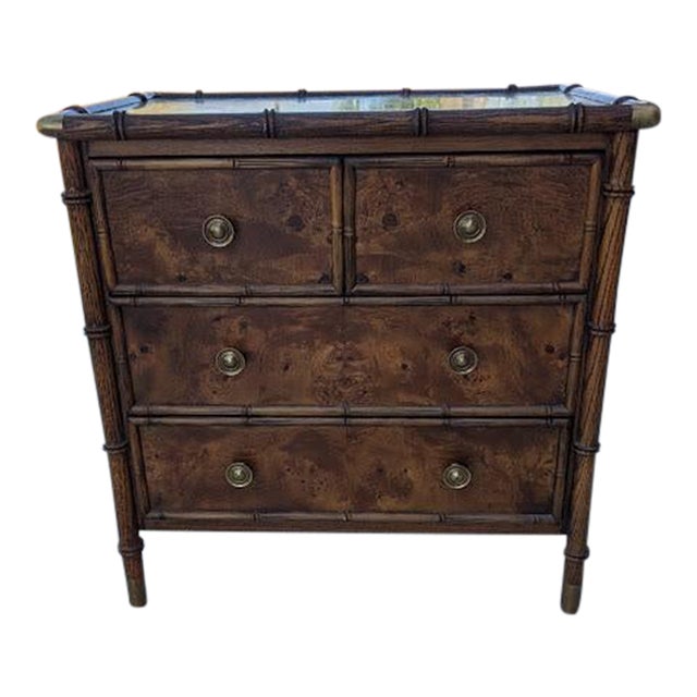 1970s Vintage Heckman Burlwood Faux Bamboo Nightstand Chairish