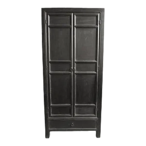 Black Julan Vintage Tall Wardrobe / Bar Cabinet