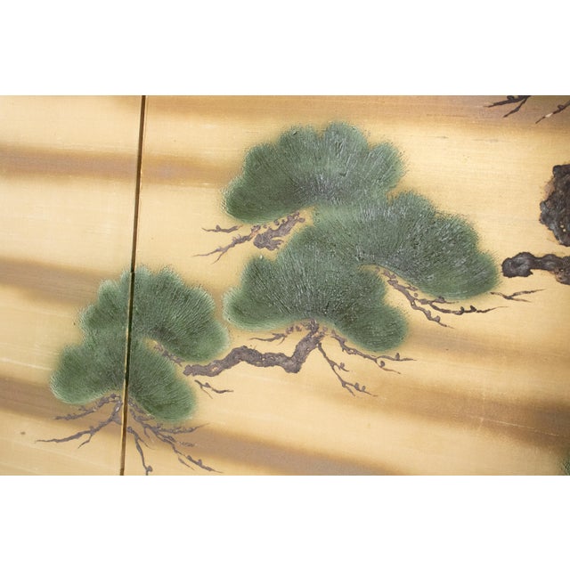 1970s "Big Pine Tree", 1970s Shōwa Era Japanese Maki-E Byobu Screen For Sale - Image 5 of 18