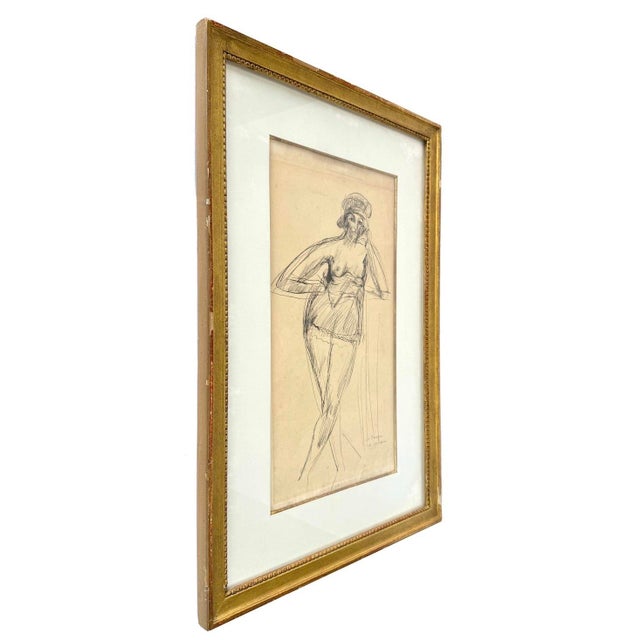 Early 20th century lithograph by Andre Albert Dunoyer de Segonzac (French, 1884-1974) depicting a semi nude female figure,...