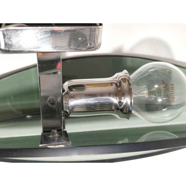 Forest Green Wall Sconce with Smoked Glass. Italy, 1970s For Sale - Image 8 of 13
