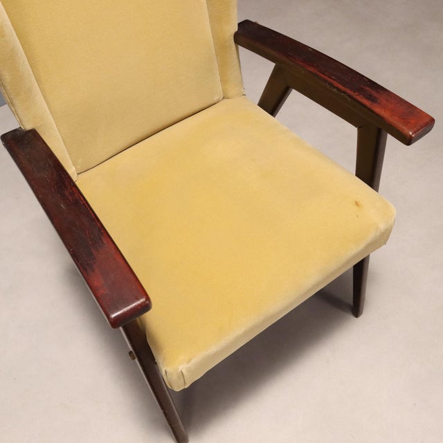 Vintage Armchairs in Wood, Foam & Fabric, Italy, 1960s For Sale - Image 6 of 9