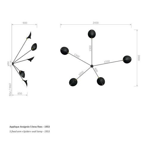 Mid-Century Modern White Five Arms Spider Ceiling Lamp from Serge Mouille For Sale - Image 4 of 6