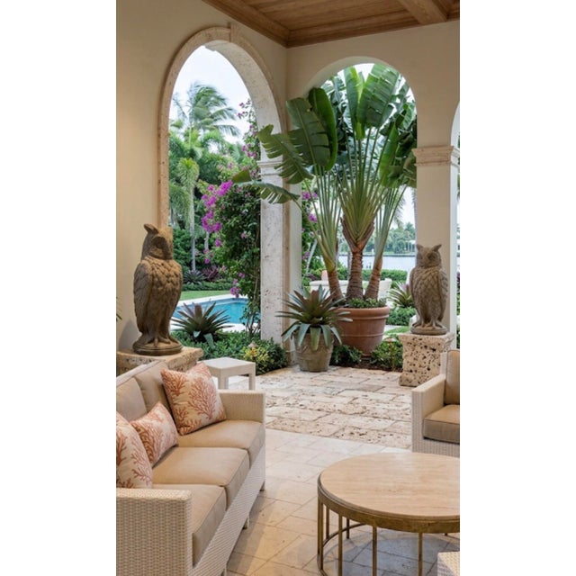 Taupe A Pair of Vintage English Cast Stone Great Horned Owls For Sale - Image 8 of 8