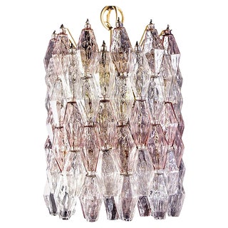 Venini Pink and Ice Poliedri Chandelier by Carlo Scarpa, 1955 For Sale
