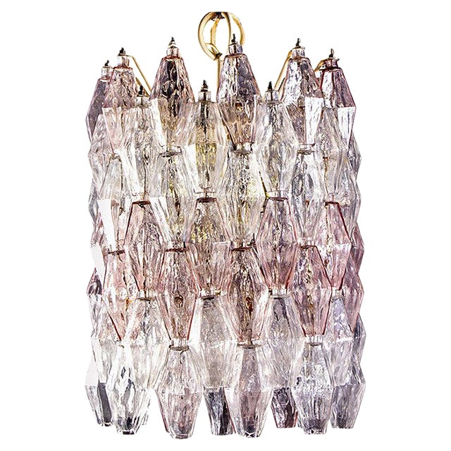 Venini Pink and Ice Poliedri Chandelier by Carlo Scarpa, 1955 For Sale