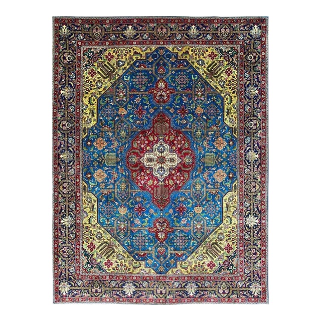 1960s Old Persian Tabriz Area Rug 10x13 For Sale