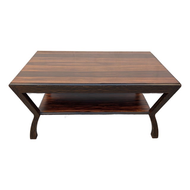 Vintage Modern Macassar Ebony Coffee Table With Sculptural Base For Sale