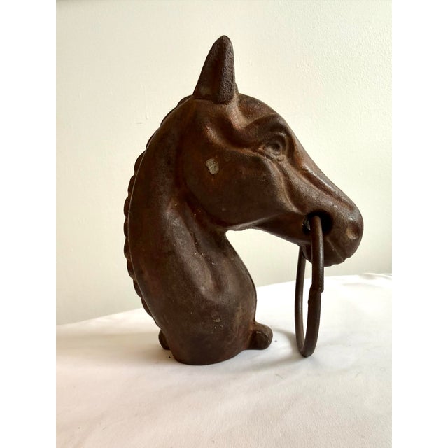 Metal Antique Victorian Cast Iron Horse Head Sculpture For Sale - Image 7 of 8