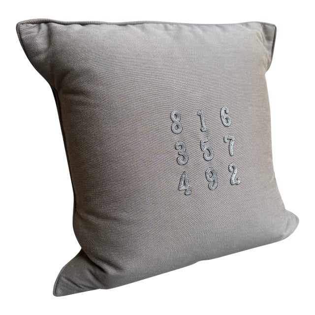 Vintage Embroidered Jean Francois Lesage Pillow With Numbers For Sale