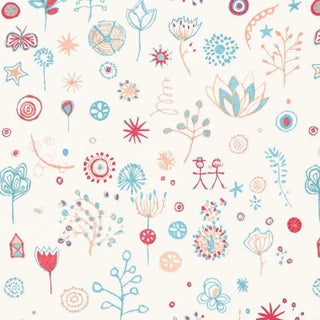 Schumacher Lollipop Fabric in Punch/Turquoise For Sale