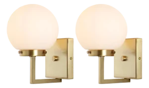 Ganon 7" Orb Wall Sconce in Brass/White - a Pair