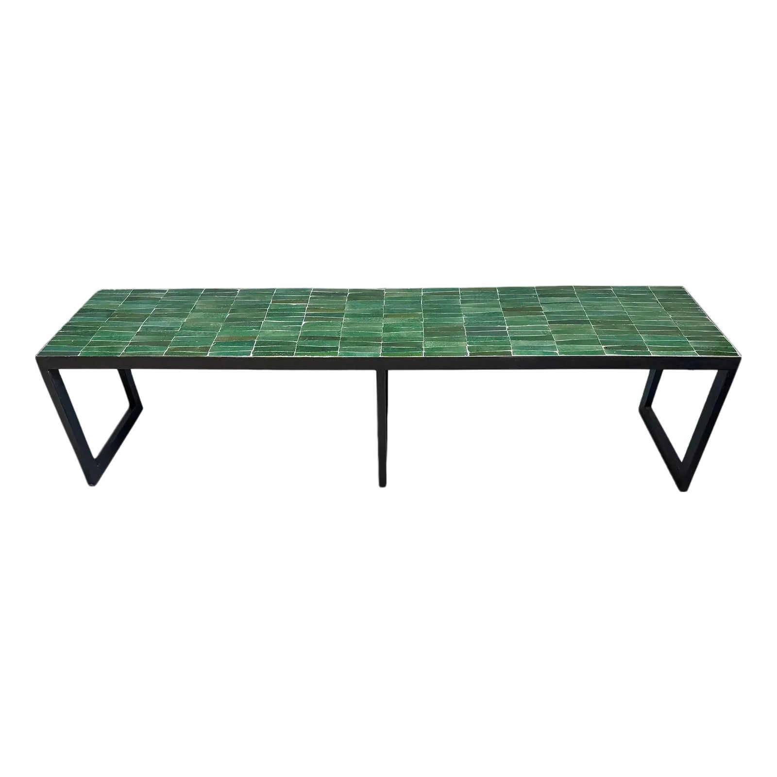 Emerald Green Vintage Mosaic Tile Bench | Chairish