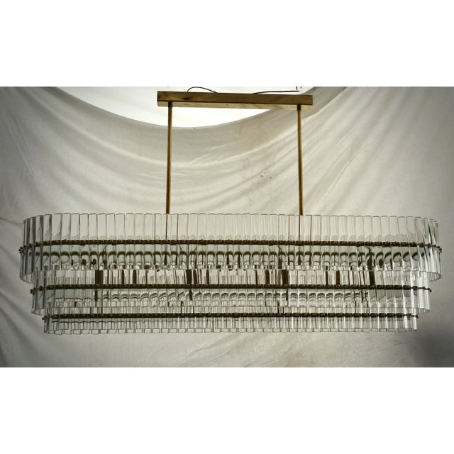 Mid-Century Italian Murano Art Glass and Brass Chandelier and Pendant For Sale - Image 10 of 10