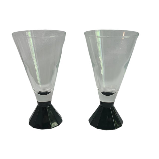 Vintage Pair of French Luminarc Cocktail Glasses Black Art-Deco Bases For Sale - Image 6 of 6