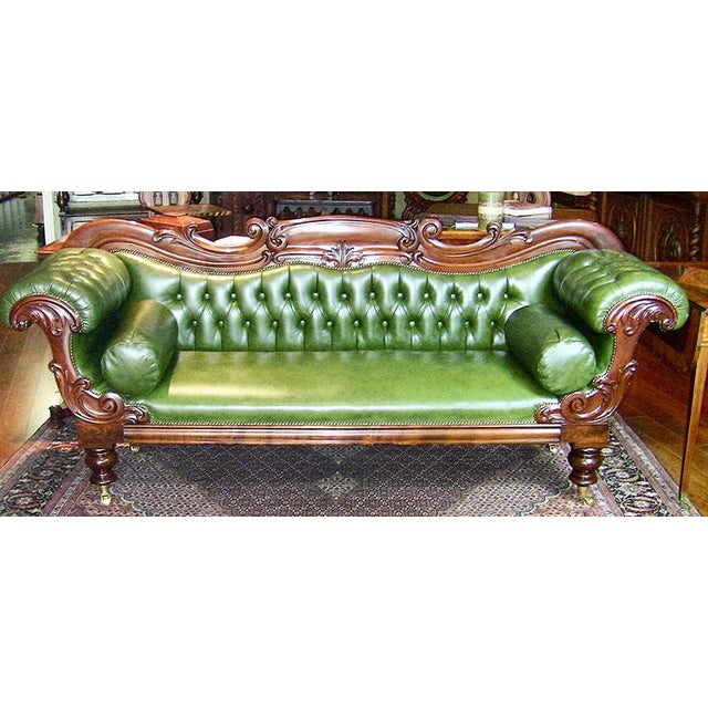 19th Century British Mahogany Library Sofa With Scroll Arm Chairish