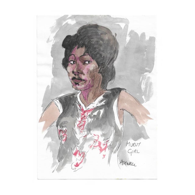 Ivy Attwell Murut Girl Watercolor For Sale