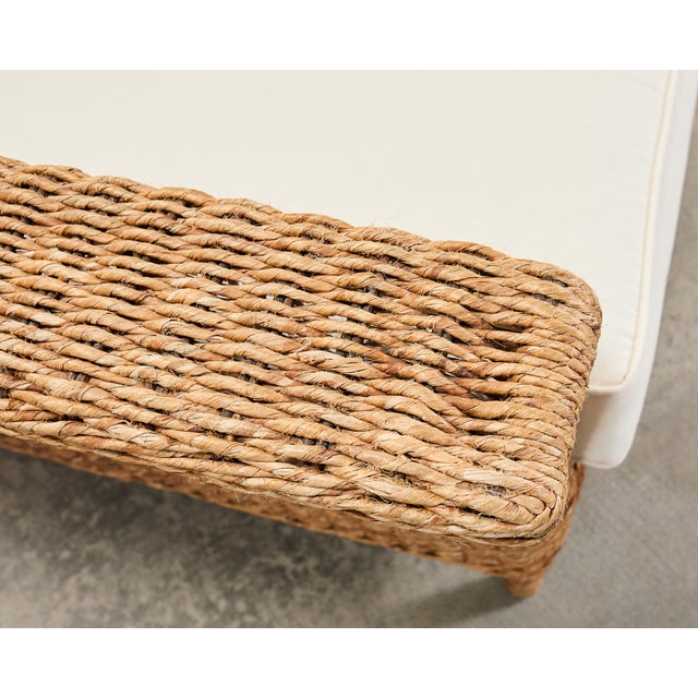 Pair of Ralph Lauren Organic Wicker Rope Armchairs + Ottoman For Sale - Image 9 of 18