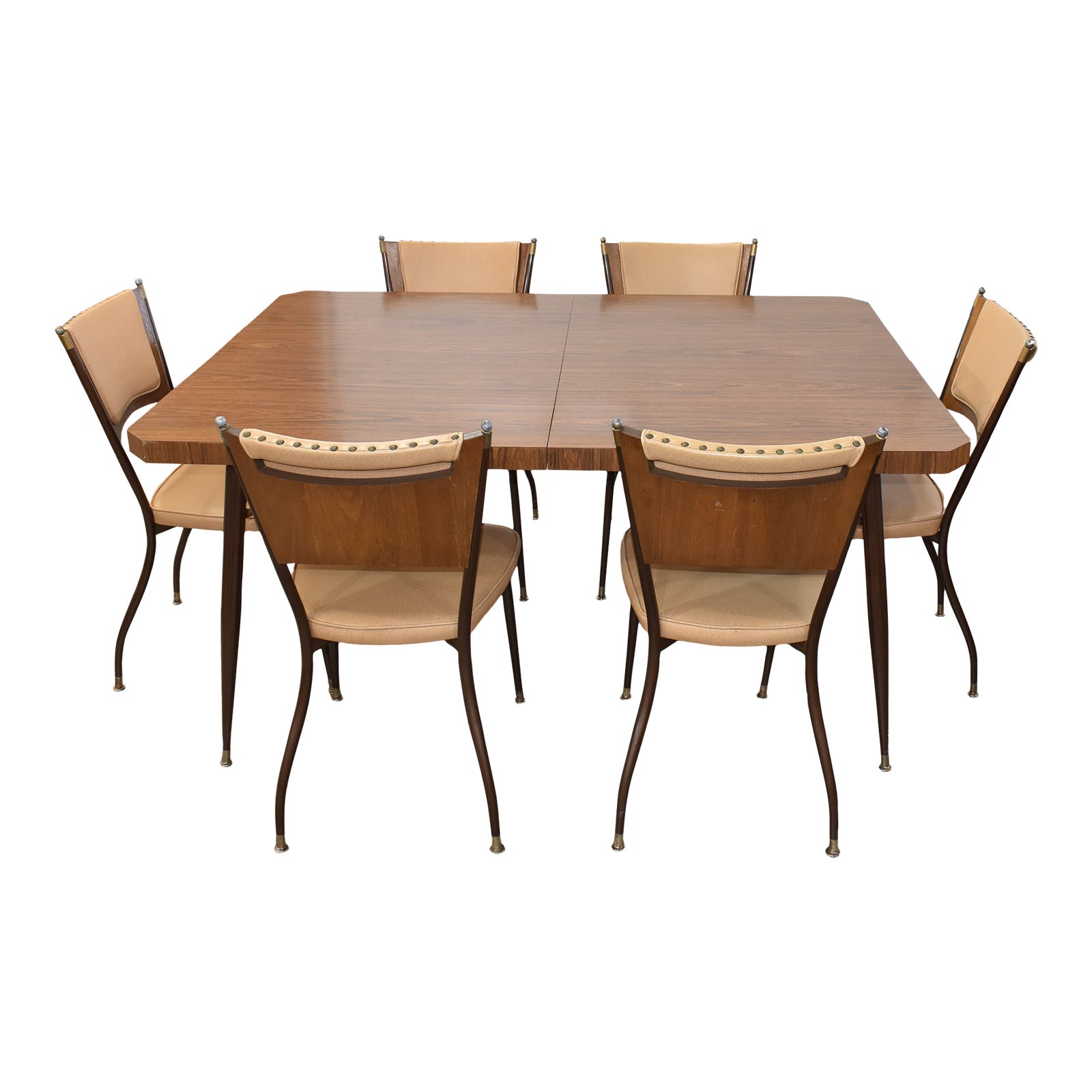 The Howell Co. Tubular Metal & Walnut Dining Table and 6 Chairs Chairish