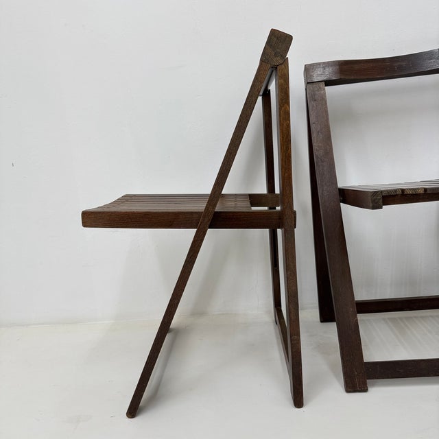 Mid-Century Modern Vintage Wooden Folding Chairs by Aldo Jacober for Alberto Bazzani, 1960s, Set of 3 For Sale - Image 3 of 18