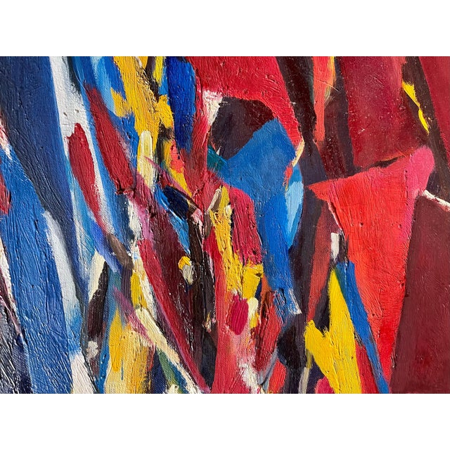 Red Roberto Lauro, 1960's Large Colorful Abstract Expressionist Swiss Oil Painting Robert Lauro, 1967 For Sale - Image 8 of 12